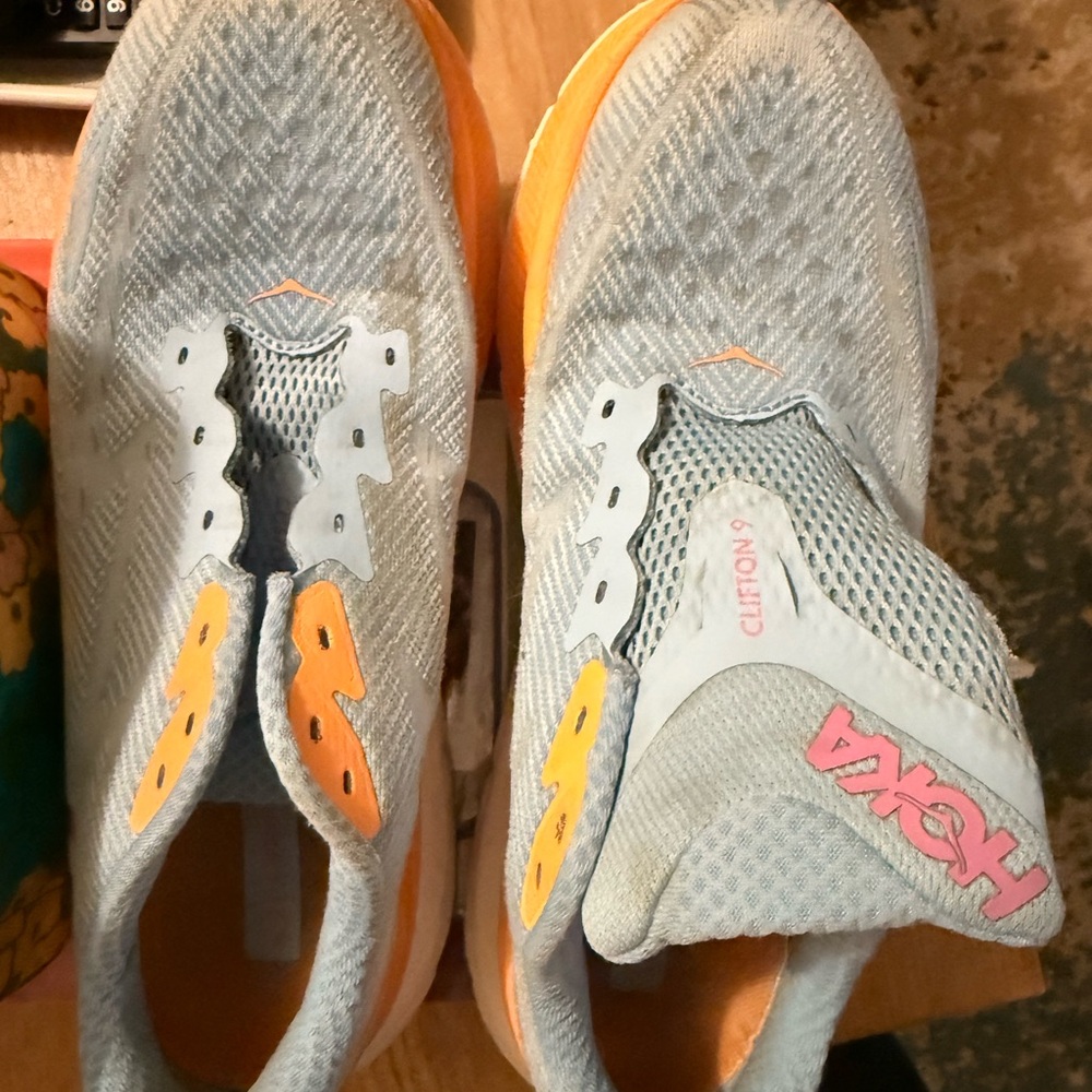 Hoka Clifton 10 Shoes - Blue and Orange